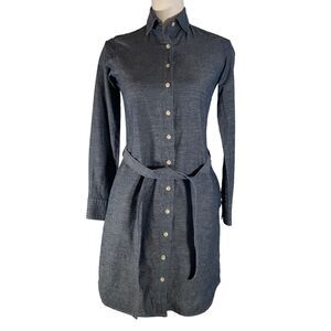 Tradlands Shit Dress Medium Button Front Collared Long‎ Sleeve Gray Chambray